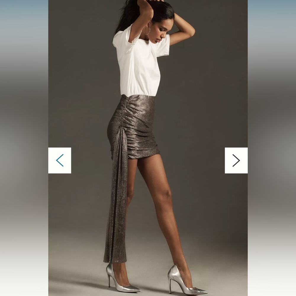 Anthropologie Crew-Neck Metallic Twofer Mini Dress